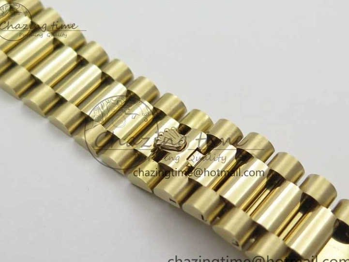 Black 40mm YG 228239 904 Version YG Bracelet Dial Markers BP A2836 Stick New Day-Date Dial on President 0420